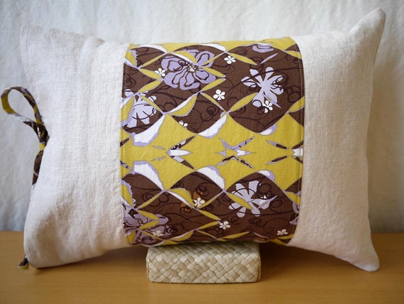 12"x16" Modern Pillow - Lantern Print with Linen Borders - Brown/Citrine - Housewarming Gift, Holiday Gift, Wedding Gift