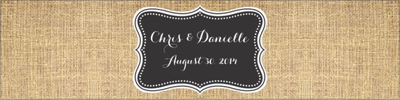 200 Wedding Stickers, Burlap Waterproof Water Bottle Labels - Printed labels with your wedding colors Il_570xn