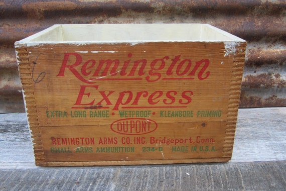 Antique Wooden Crate Remington Express Dupont Ammunition 12