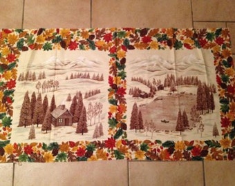Two Brushed Cotton Wilderness Cabin Cotton Fabric Panels