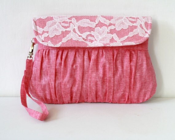Fuchsia and Ivory Wedding Clutch from Oyeta Fuchsia and Ivory Wedding Clutch from Oyeta