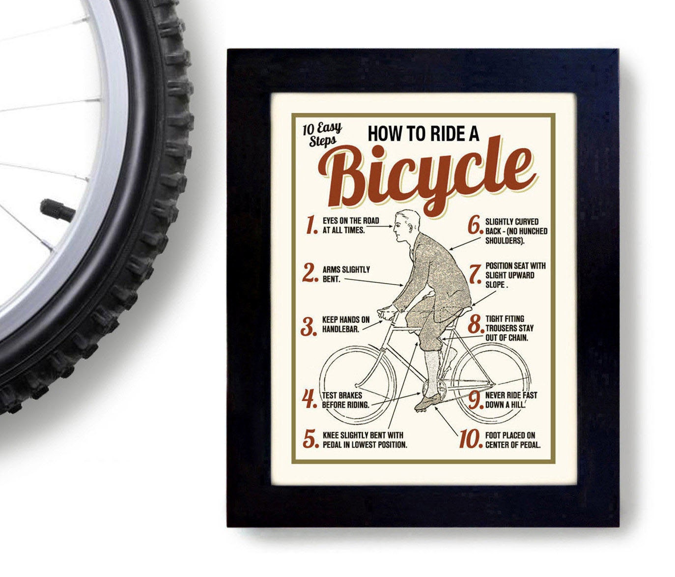 Bicycle Art Print Cycling Art How to Ride a Bike Vintage