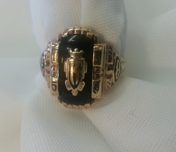 Vintage Class Ring Jostens Ladies 10K Gold Onyx 1959 Soroity