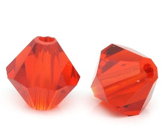 SALE Red Beads - Bicone Beads - Crystals - 8mm - 8pcs - Ships IMMEDIATELY from California - B941