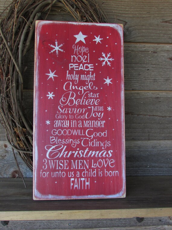 Christmas sign. Red Christmas sign inspirational words of