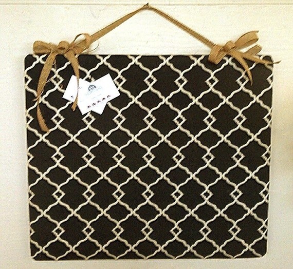 Push Pin Board in Trellis Fabric Note Board by GreeneCountyFlorist