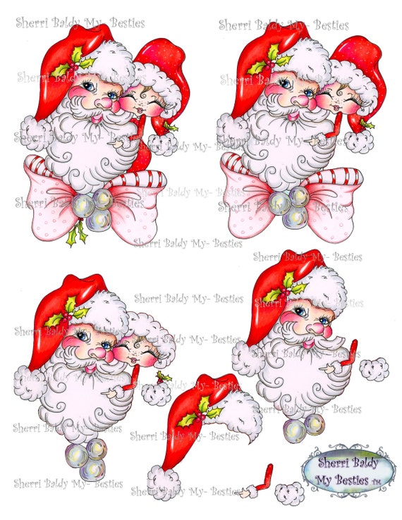 Instant Download Santas Little Bestie 3D Decoupage kit Besties Big Head Dolls Digi By Sherri Baldy