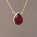 Red Ruby Stone Bezel Set Gold Necklace