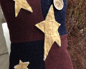 Prim Americana Pillow Tuck~Primitive Fourth of July Decoration~ Stars~ Wool pillow~ Vintage Quilt