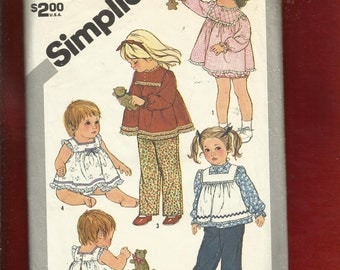 Vintage 1982 Simplicity 5733 Dress Pinafore Bloomers & Pants for Wee Little Girls Size 2