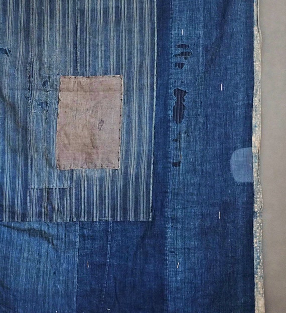 Japanese Antique Indigo dye cotton Boro textile 1860-1912