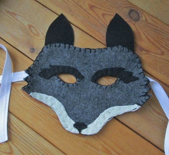 Grey Fox Felt Mask Realistic Animal Costume by FolkOfTheWoodCrafts