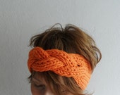 Chunky Headband Hand Knit Headband Headwrap Ear Warmer Orange Winter Accessories