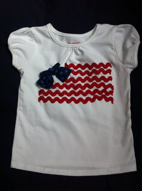 Items similar to Girls Flag Fourth of July Shirt on Etsy