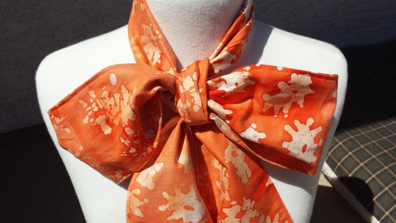 Upcycled Steampunk Clothing, Mad Hatter Bow Tie- Alice in Wonderland (Orange and White Batik Print) Neck Tie, Handmade Bow Tie by enduredesigns steampunk buy now online