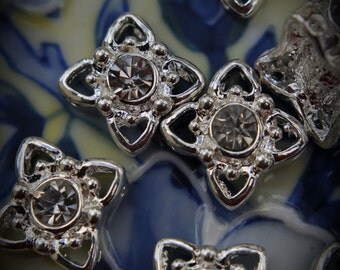 Genuine Silver Plated Swarovski Crystal 2 Hole Sliders V100