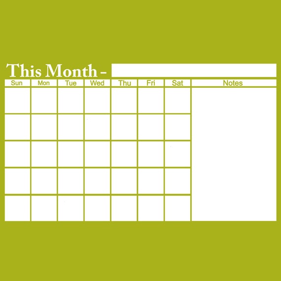 White board Monthly Planner wall Calendar Vinyl Decal