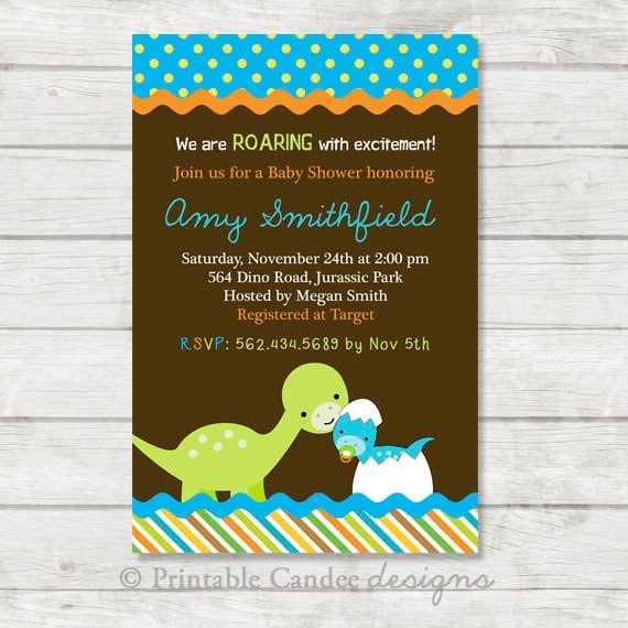 Free Printable Dinosaur Baby Shower Invitations 4