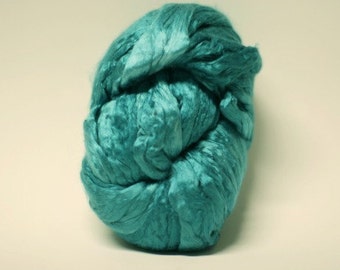 Hand Painted Dyed Silk Roving Top Pure Mulberry Cultivated Malachite 7, 8