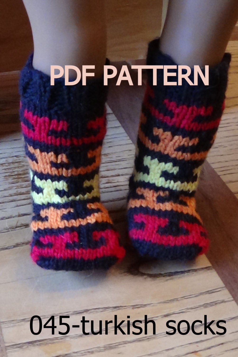 NEW 045 Knit Turkish socks pattern for American Girl