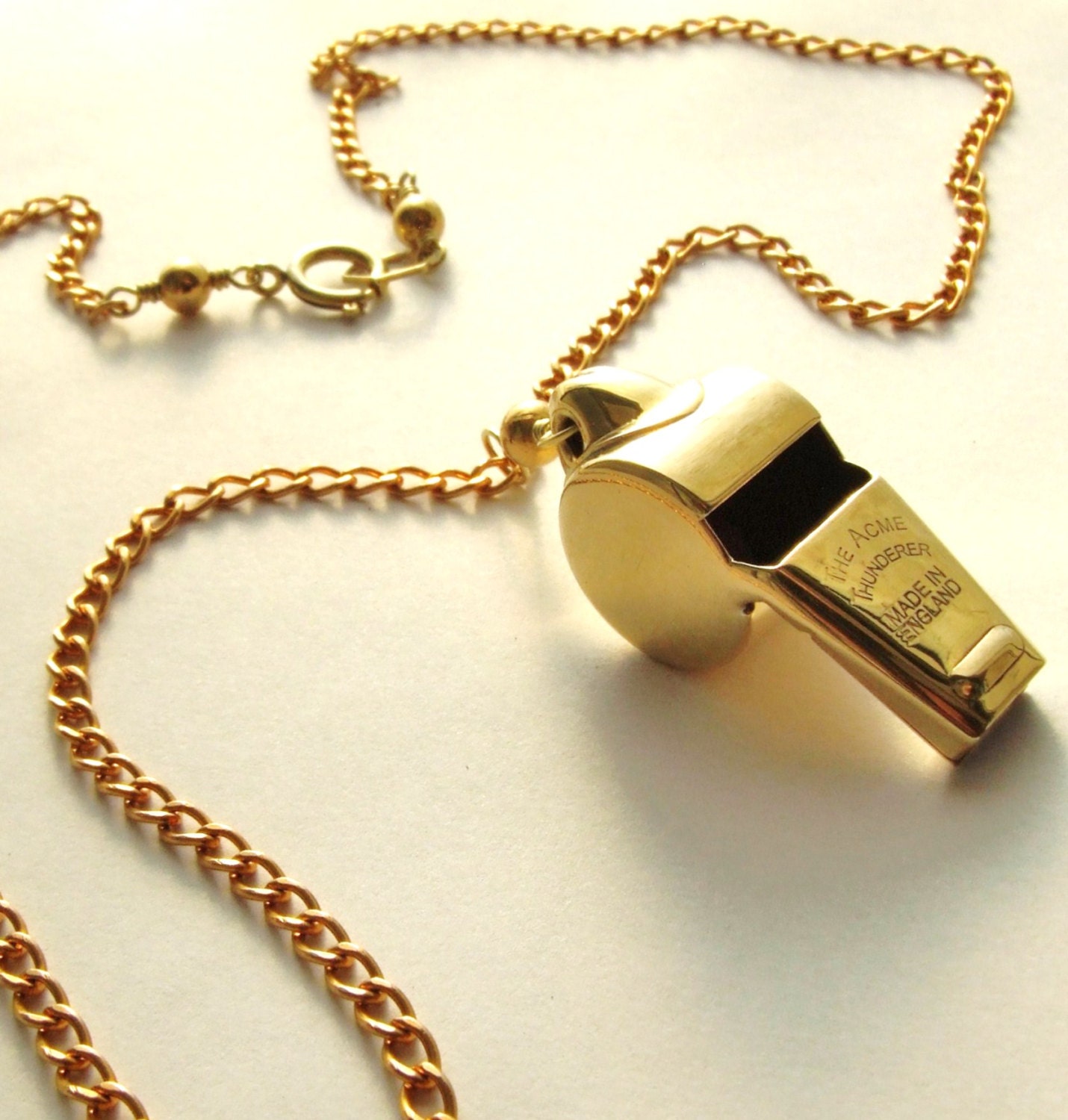 Solid Brass Security Whistle Necklace Womens Children Self