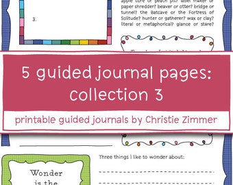 5 Printable Guided Journal Pages: Collection 3 - Four Seasons, What Lies Within, Magic Things, Beginning of Wisdom, Decisions, Decisions