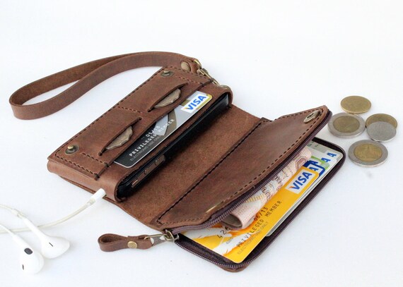 Peanut bifold leather iPhone wallet wristlet by AwesomeWomen