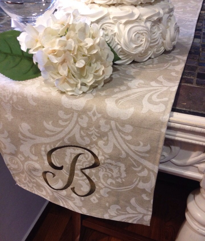 Personalized Premium Monogram Table Runner 12 wide by