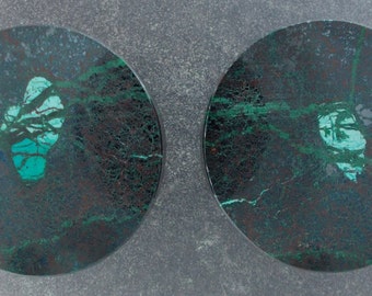 Malachite Chrysocolla 1", 25mm one pair ear plugs