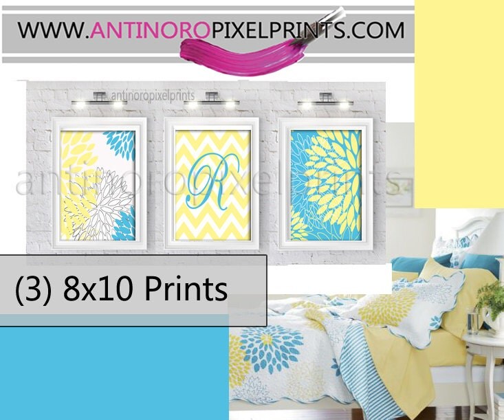 Yellow Turquoise Digital Ikat Wall Art 3 by antinoropixelprints