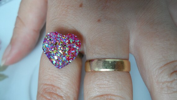 adjustable cabochon ring,Heart ring