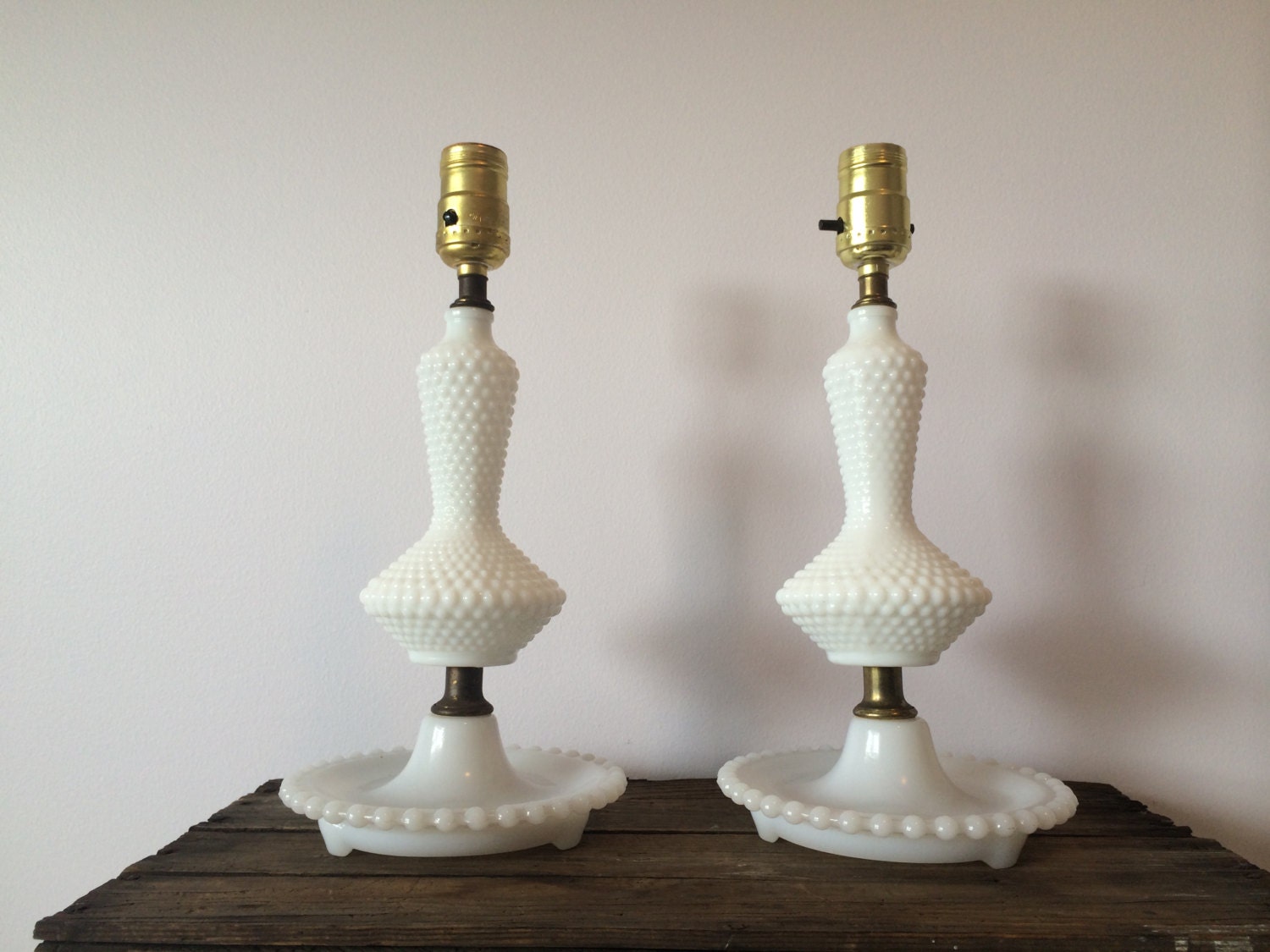 glass hobnail hobnail by SALE glass Vintage lamps vintage  MellaFina lamps working / milk milk