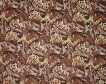 Oop Horse Heads Equestrian Horse Fabric - Beth Ann Bruske for David Textiles Rare New