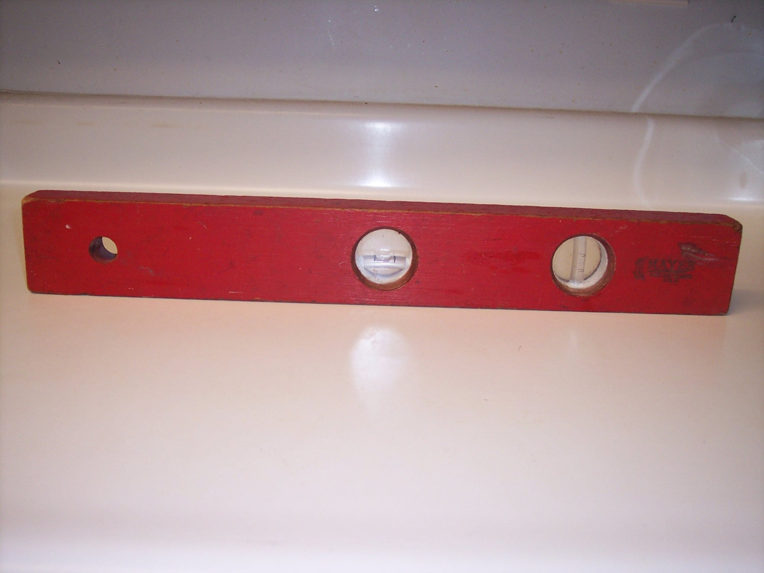 Vintage Mayes level red vintage wood tool