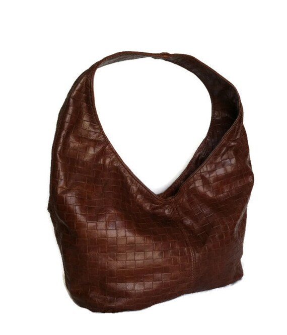 Hobo leather bag square pattern texture purse medium fashion classic ...