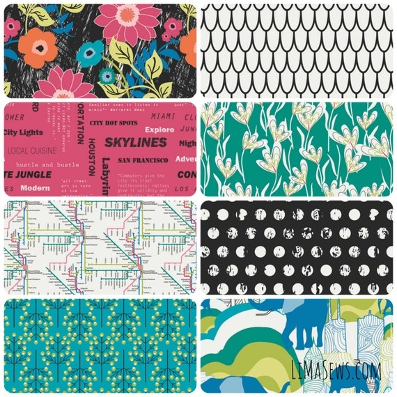 JUNGLE AVE by Sara Lawson for Art Gallery Fabrics - Fat Quarter Bundle - Complete Collection of 8 Prints