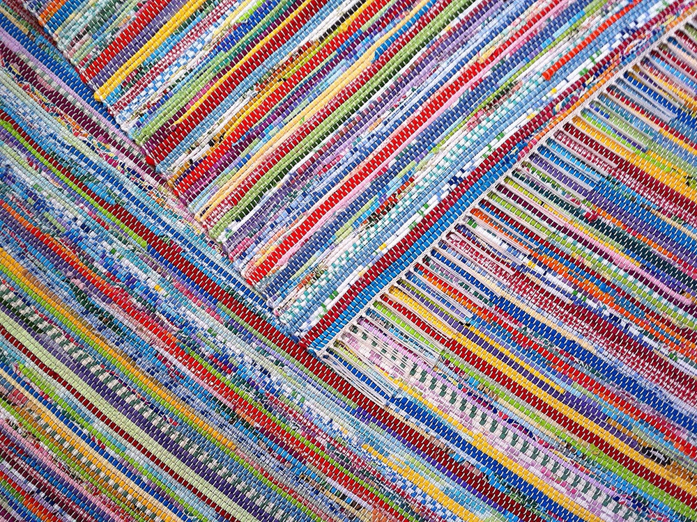 4x6 Rag Rug / Bright Multicolored / Red Orange Yellow