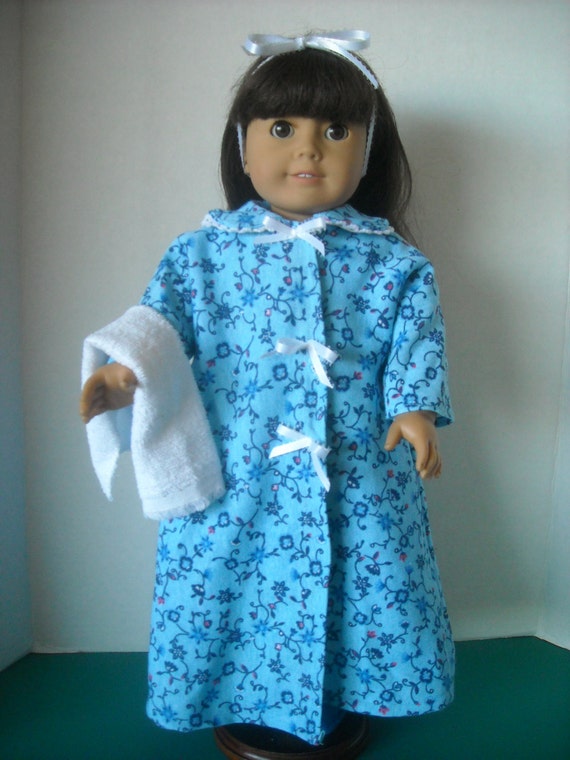 Items similar to American Girl 18" Doll Blue Floral Robe with Nightgown