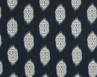 Navy Blue Ikat Fabric - Indigo Blue Upholstery Fabric by the Yard ...