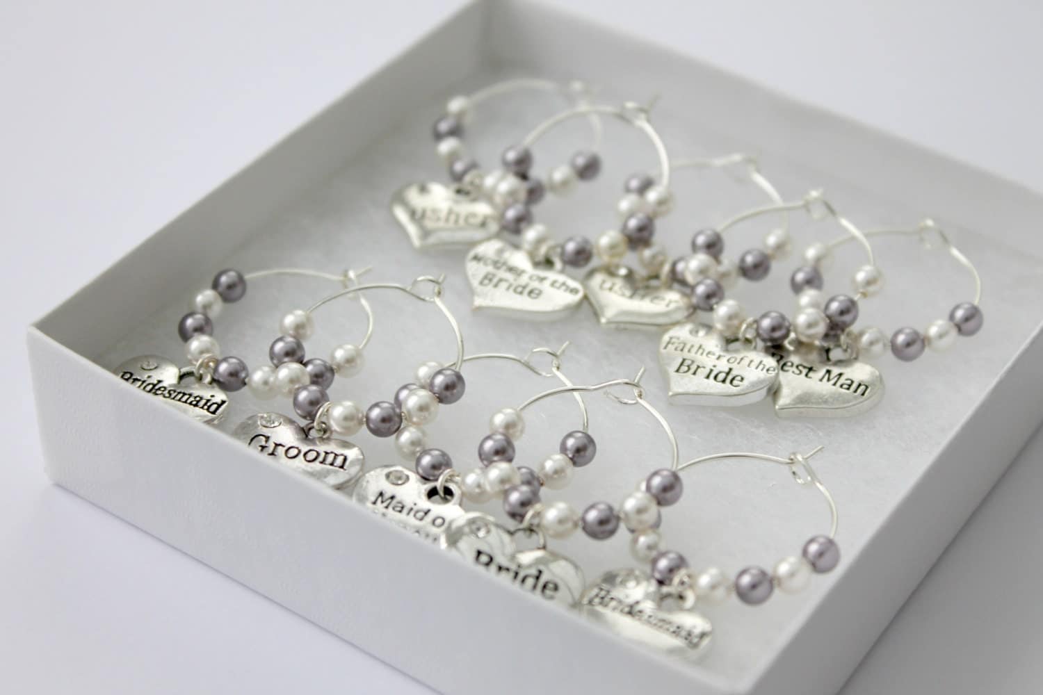 Wedding Top Table Charms Bridal Party Wine Glass Charms