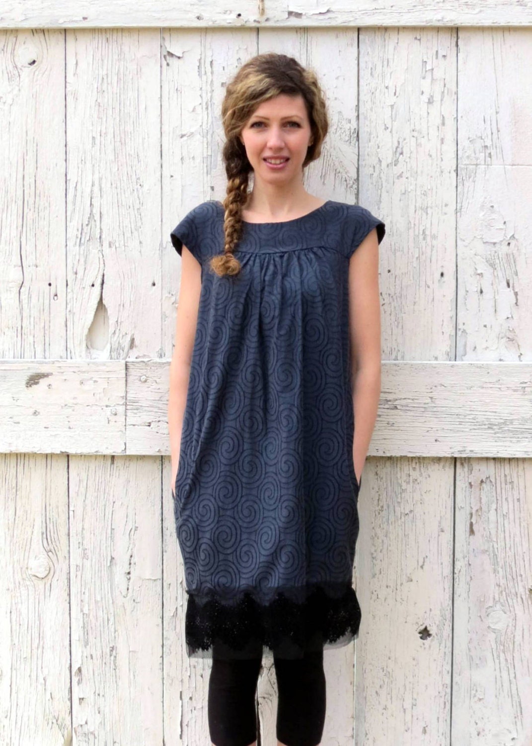 Midnight Blue Shift Dress Upcycled minimalist by wearlovenow