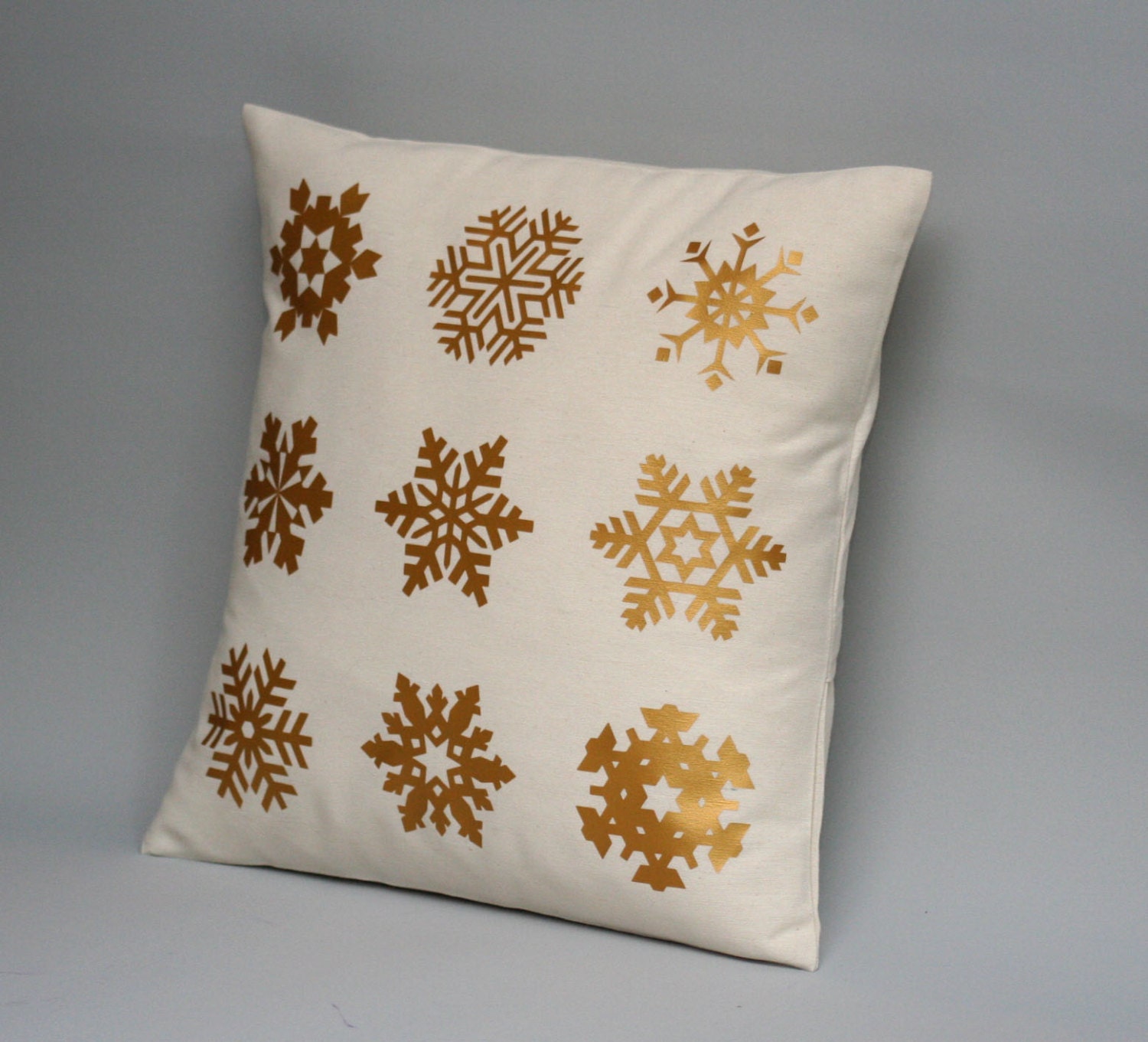 Holiday pillow cover gold throw pillows snowflake by Cut4you