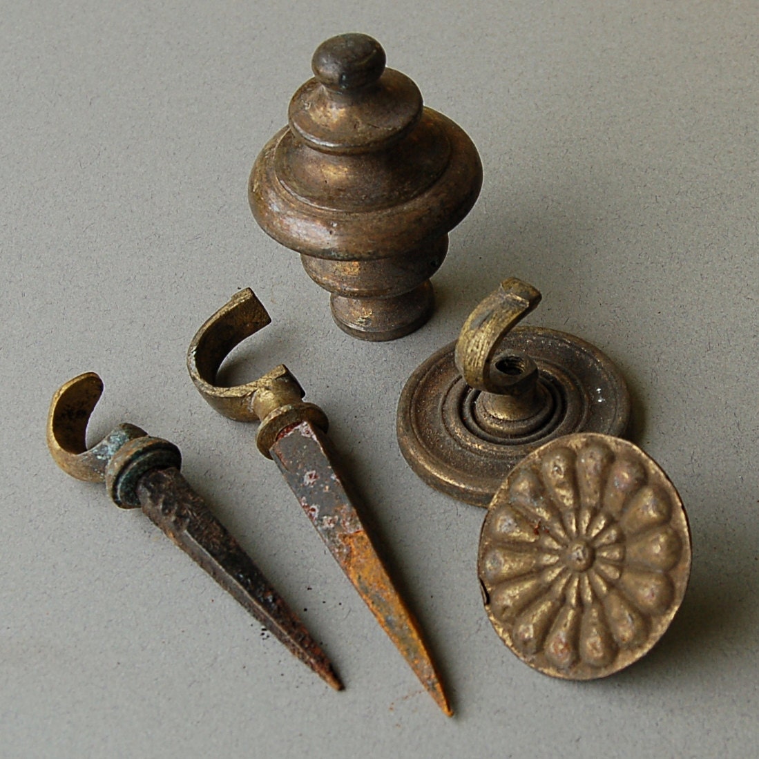 Antique brass chandelier hook Lamp parts Metal hooks Haute Juice