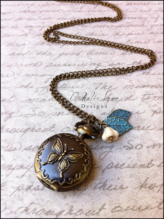 Butterfly Pocket Watch Necklace