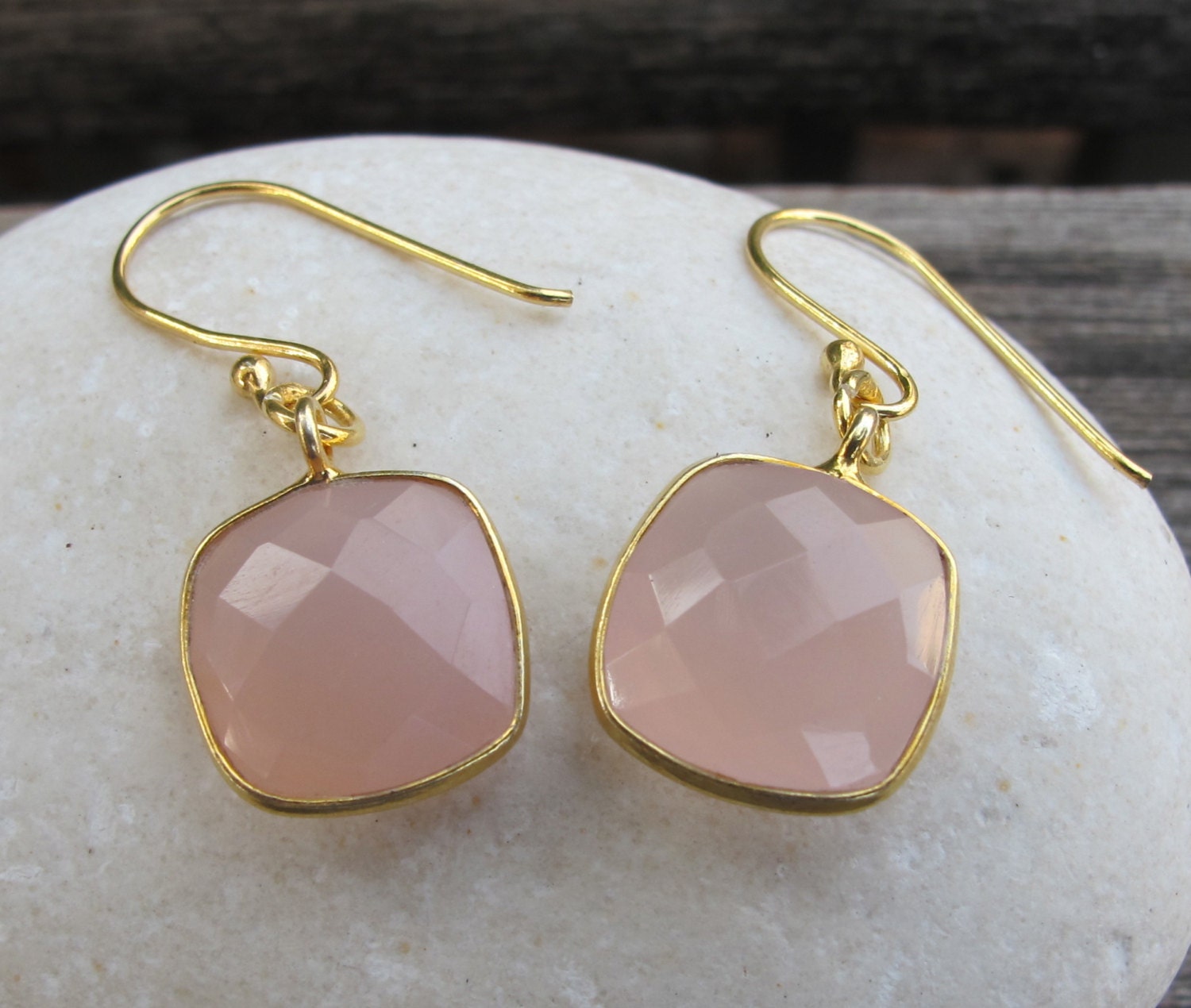 pink quartz earrings