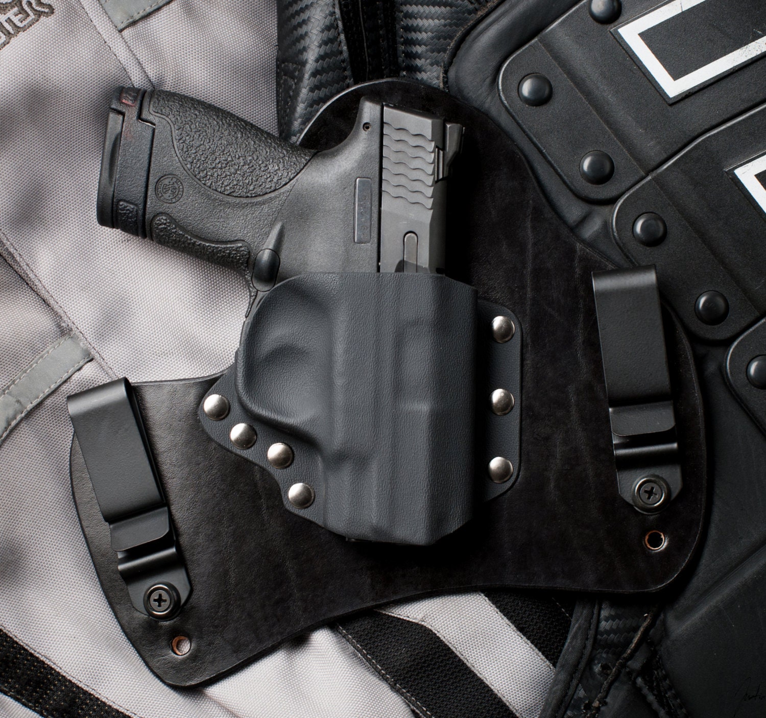 SHIELD 9 Black Leather Kydex Hybrid Gun Holster Smith and