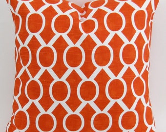 Tangerine Orange Floor Pillow Cover up to 28x28 inch Tangelo Sydney geometric white cushion cover sham Premier Prints decorator FREE SHIP