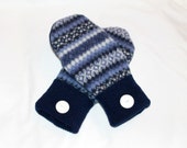 Wool Felted Mittens - Upcycled Wool Mittens  - Sweater Mittens - Blue  Mittens - Womens -  Size Medium/Large