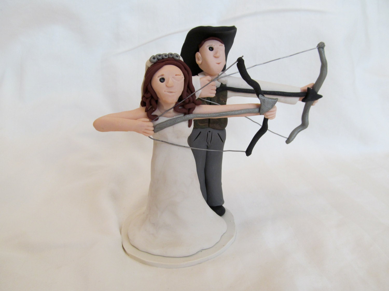 Archery Bows Hand Sculpted Custom Wedding Cake Topper Cowboy