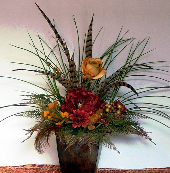 Tuscan Style Silk Floral Arrangement by PataylaFloralDesigns